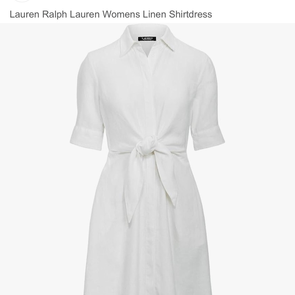 Lauren Ralph Lauren White 100% Linen Shirtdress. - Picture 1 of 5